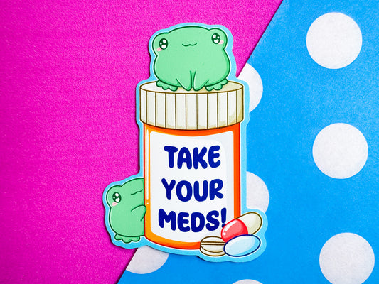Take Your Meds Bottle Frog Sticker