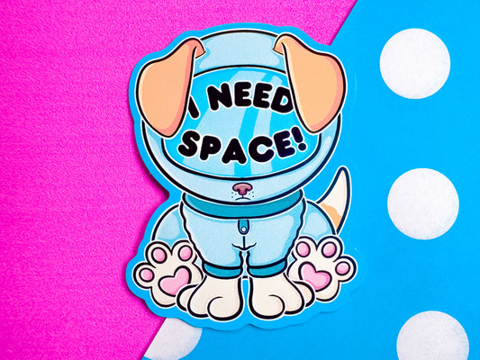 Puppy Needs Space Astronaut Sticker