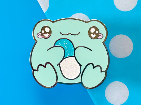 Frog Pill Glitter Hard Enamel Pin