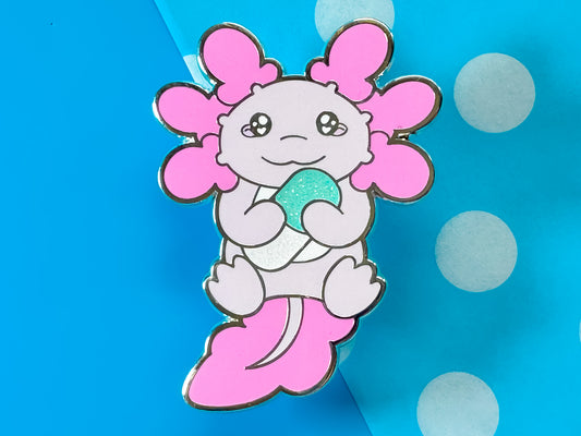 Axolotl Pill Glitter Hard Enamel Pin