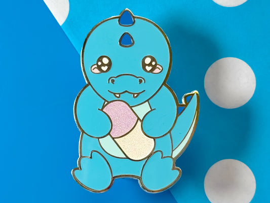 Dinosaur Pill Glitter Hard Enamel Pin
