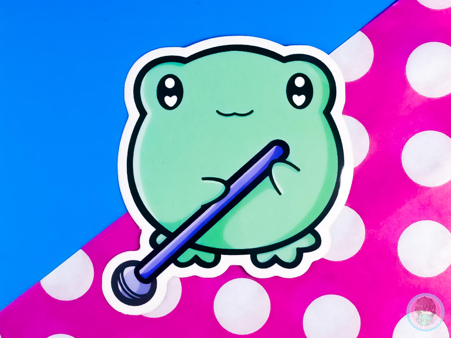 Blind Frog Sticker, White Cane