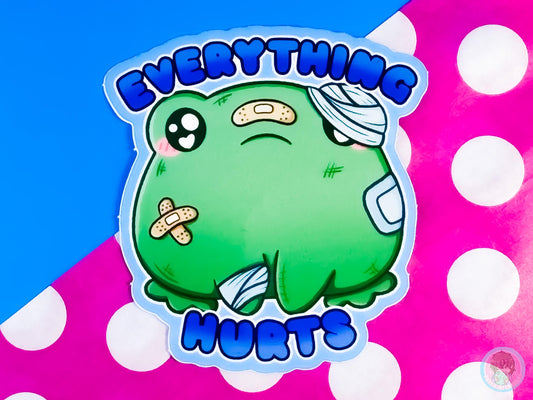 Everything Hurts Frog sticker