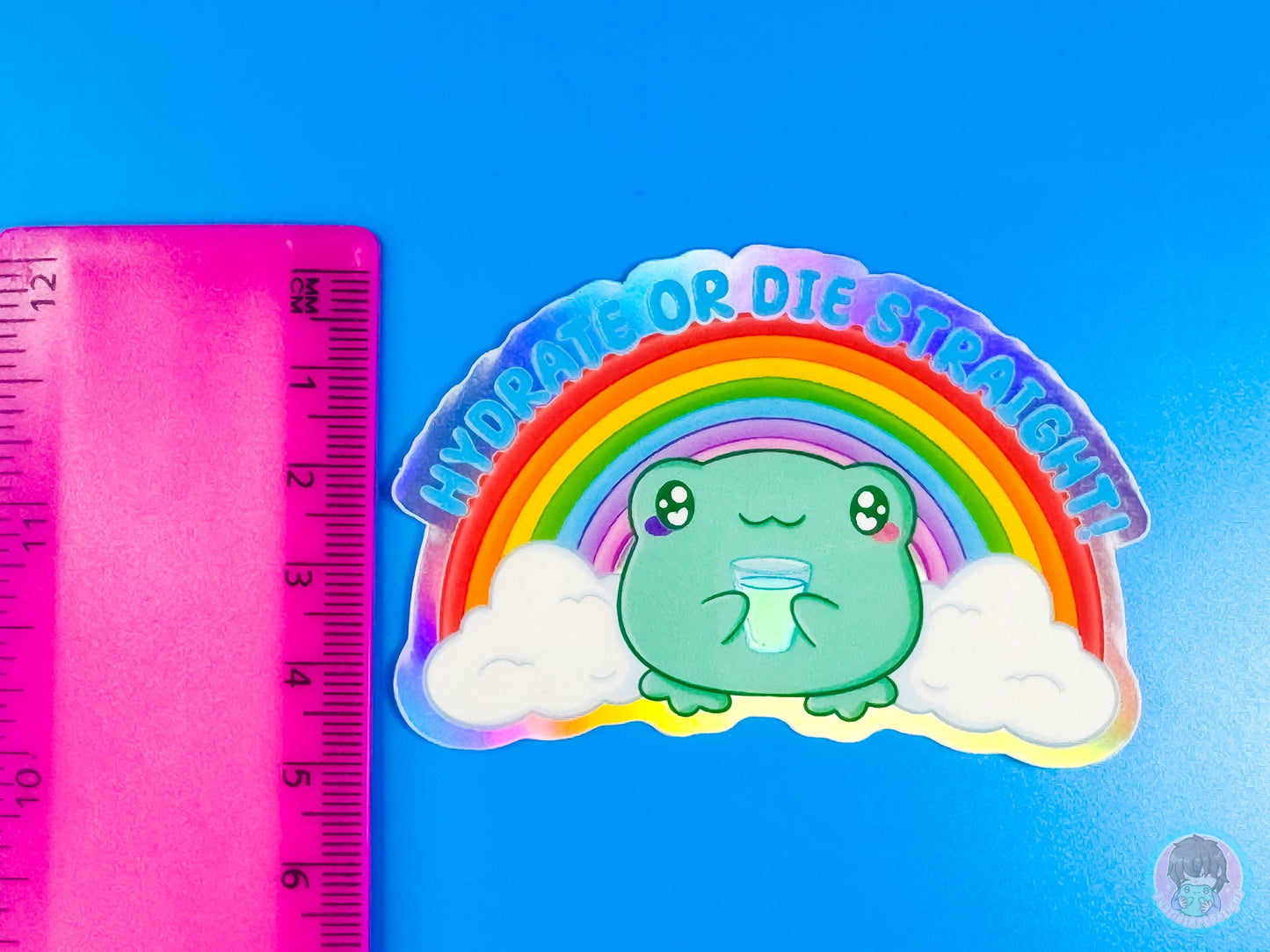 Hydrate Or Die Straight Rainbow Holographic Frog Sticker