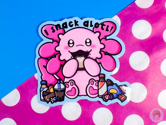 I Snack Alotl Axolotl Sticker