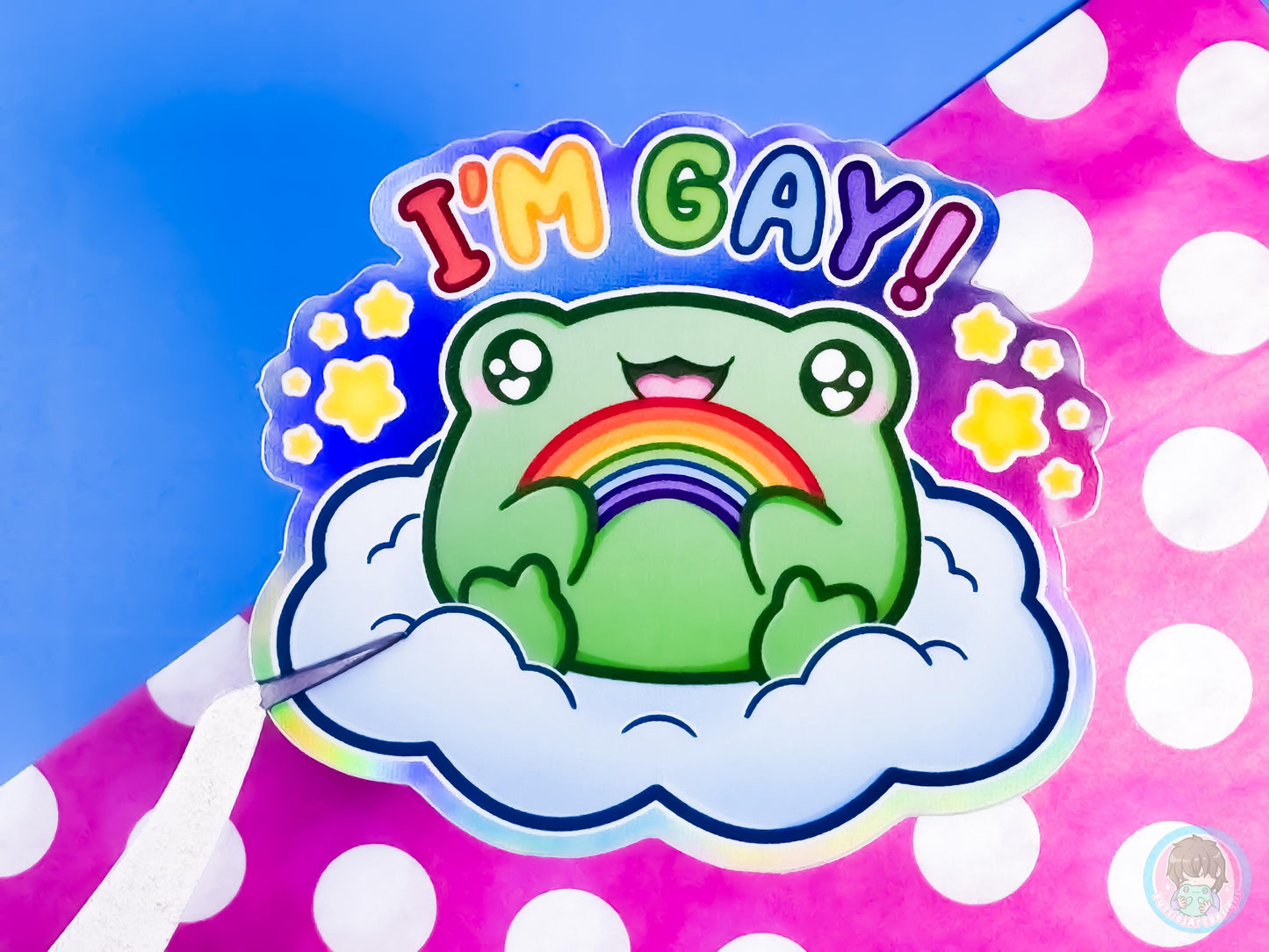 I'm Gay Rainbow Holographic Frog Sticker