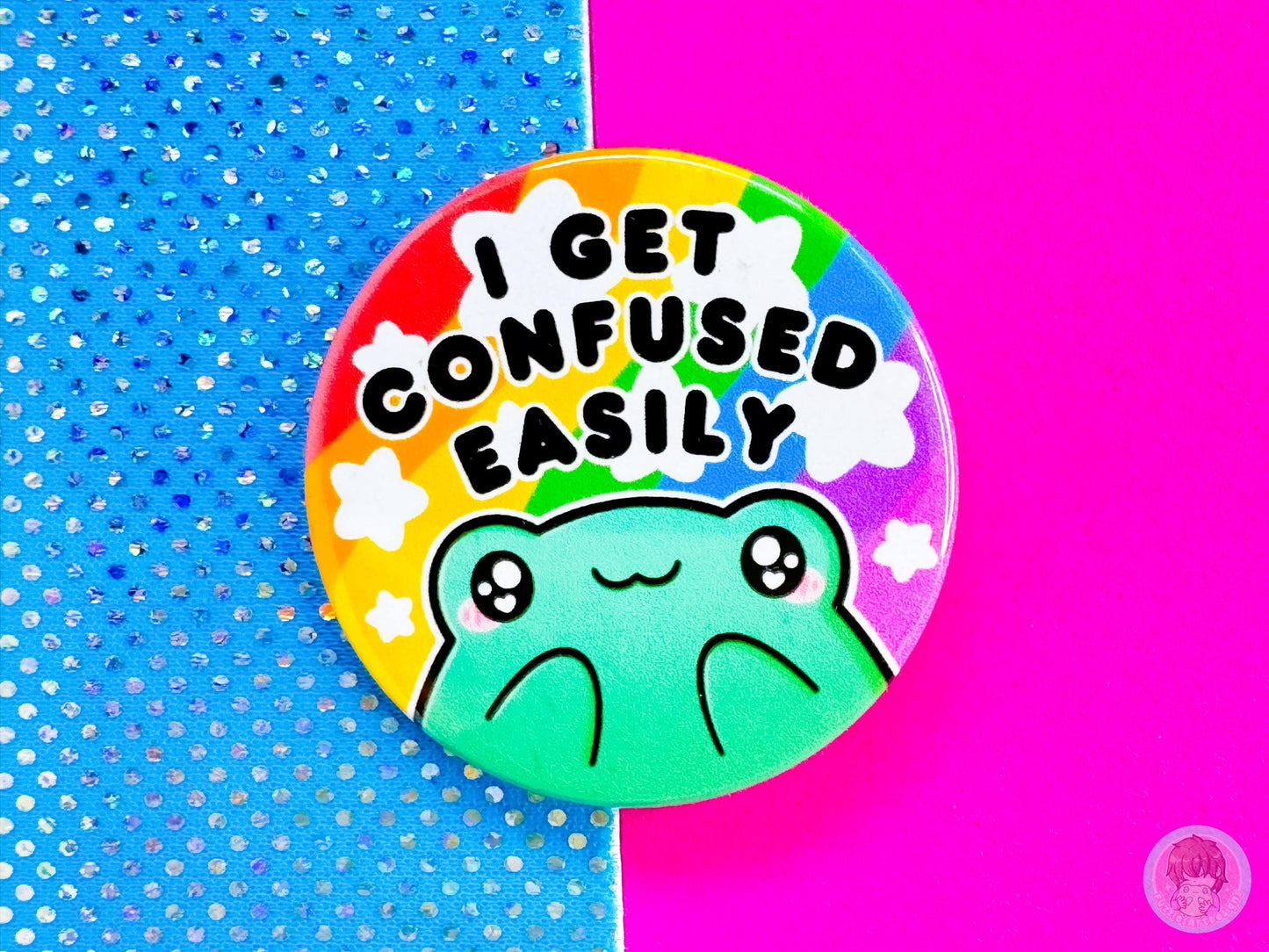Confused Easily Pin Button Badge