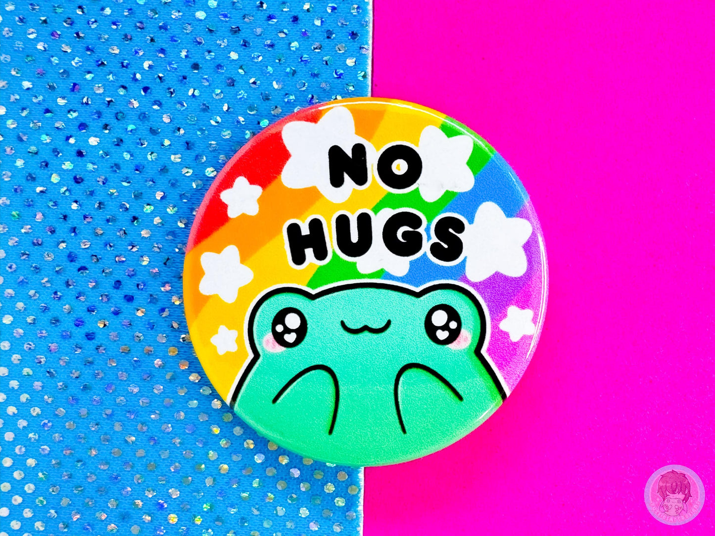 No Hugs Pin Button Badge