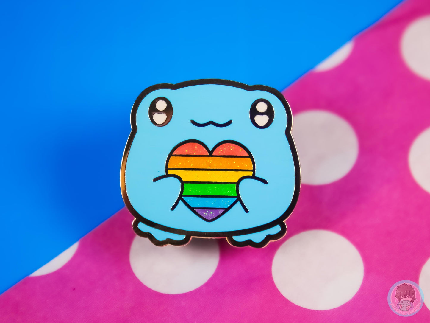 Glitter Rainbow Heart Frog