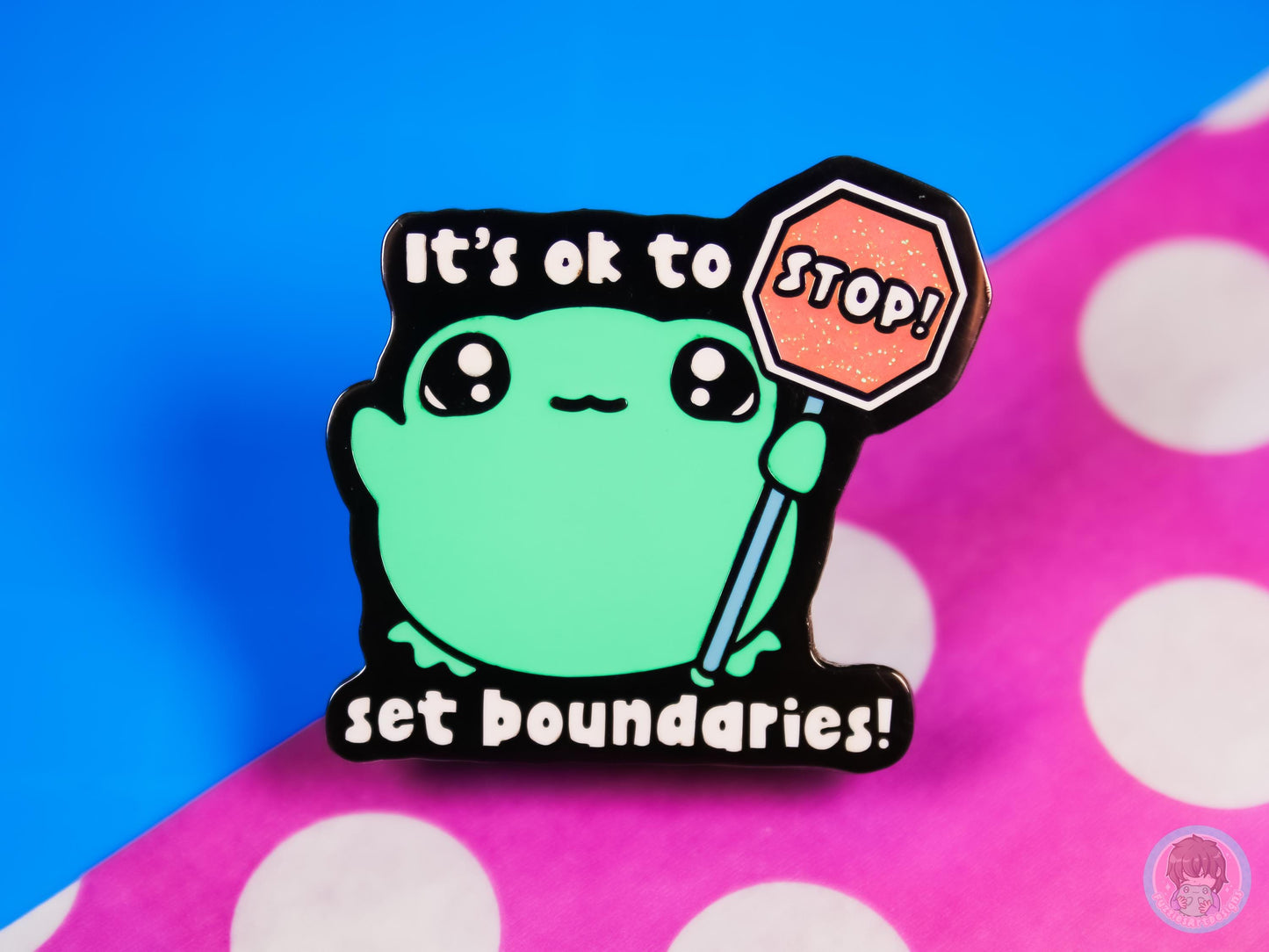 It's Ok To Set Boundaries Glitter Enamel Pin