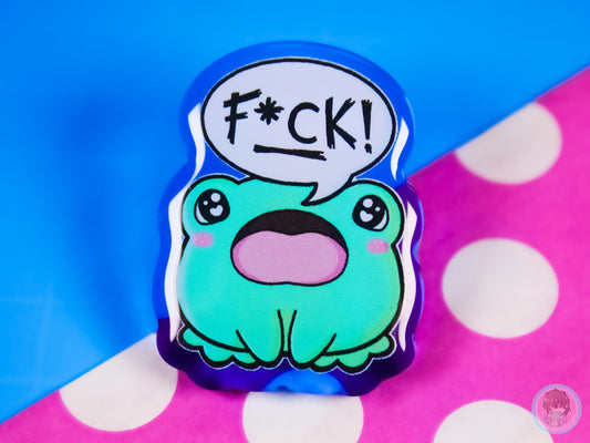 Swearing Frog Blue Acrylic Pin