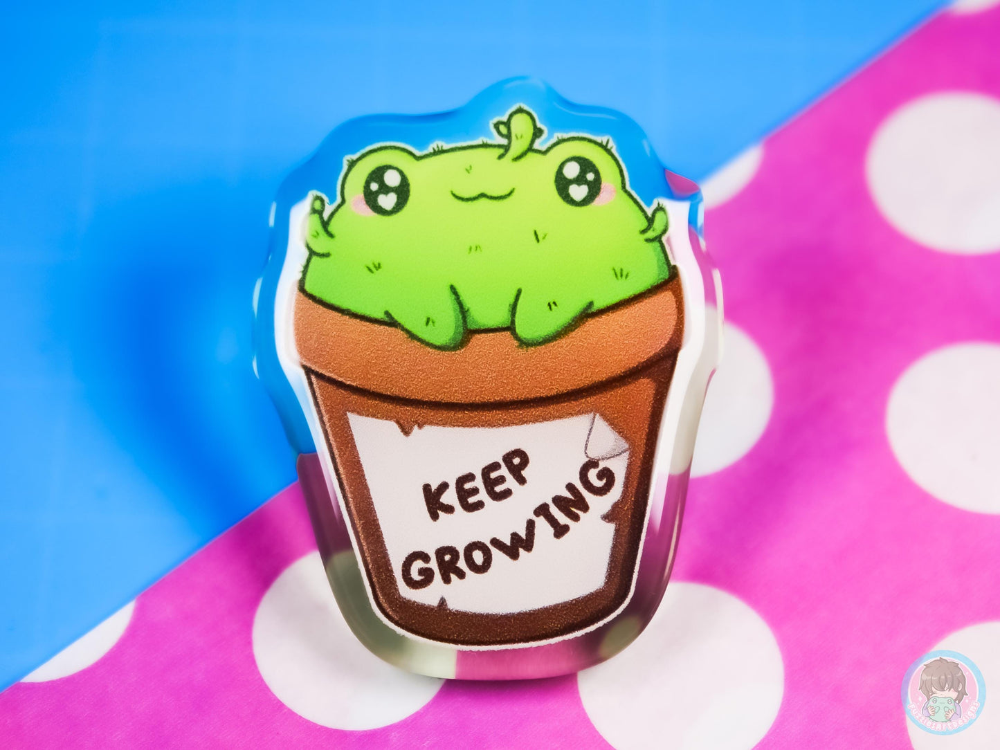 Keep Growing Frog Plant Pin