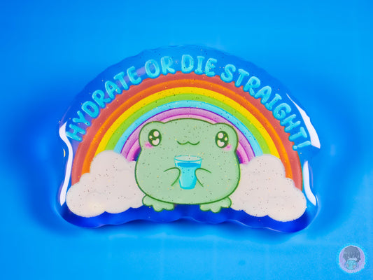 Hydrate Or die Straight Frog Glitter Acrylic Pin