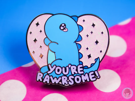 You're Rawrsome Dinosaur Glitter Pin