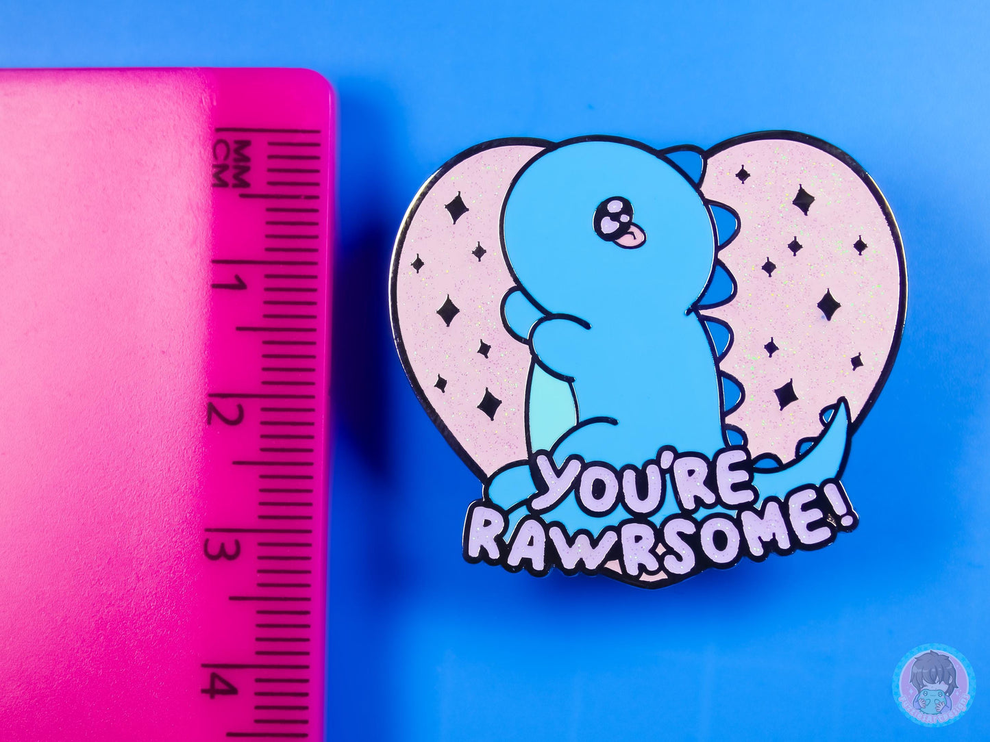 You're Rawrsome Dinosaur Glitter Pin