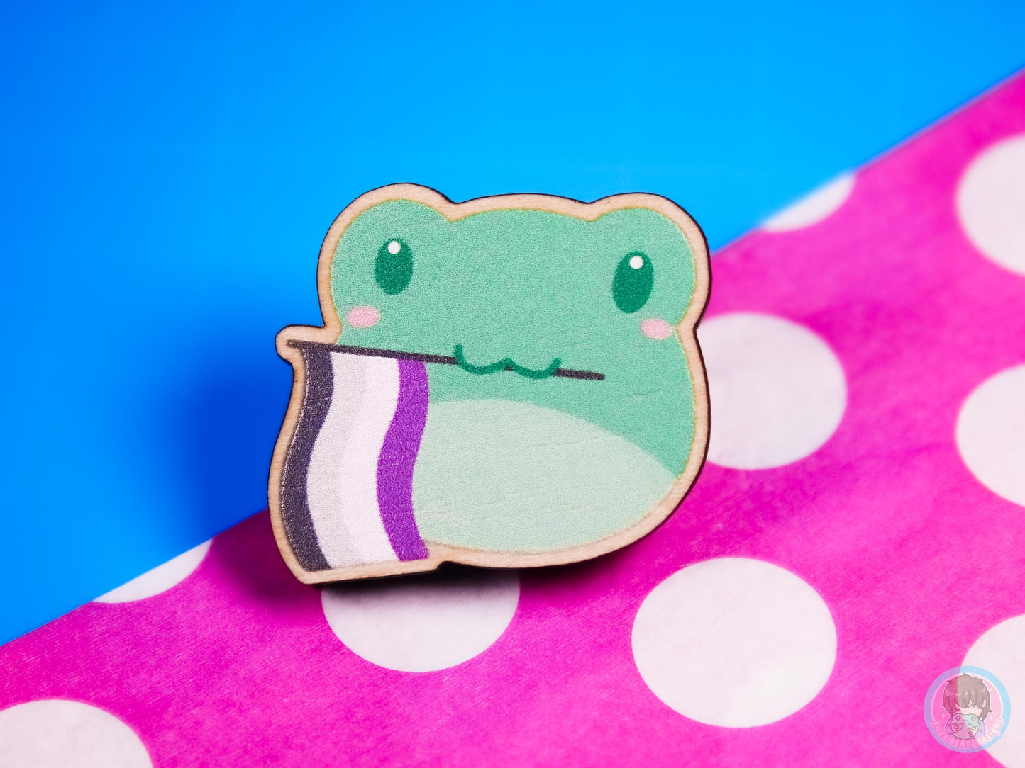 Asexual Pride Frog, Wooden Pin
