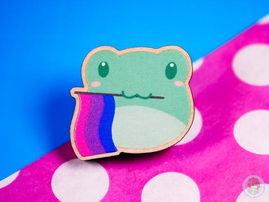 Bisexual Pride Frog, Wooden Pin