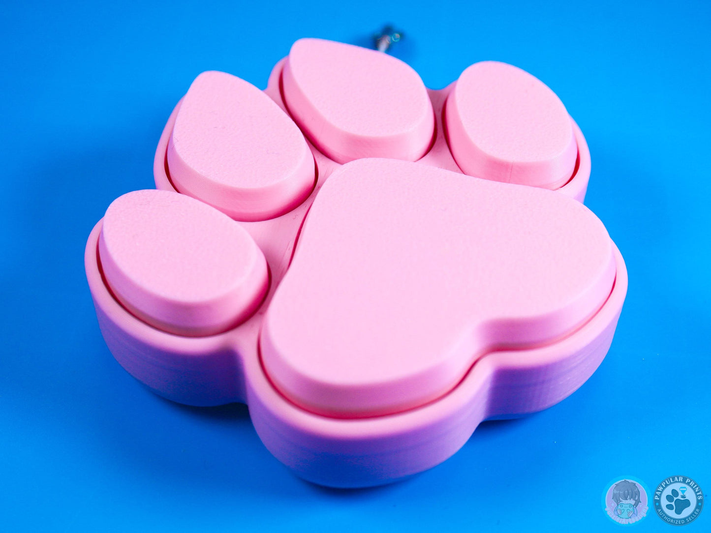 Pink Wolf Paw Print Button Fidget
