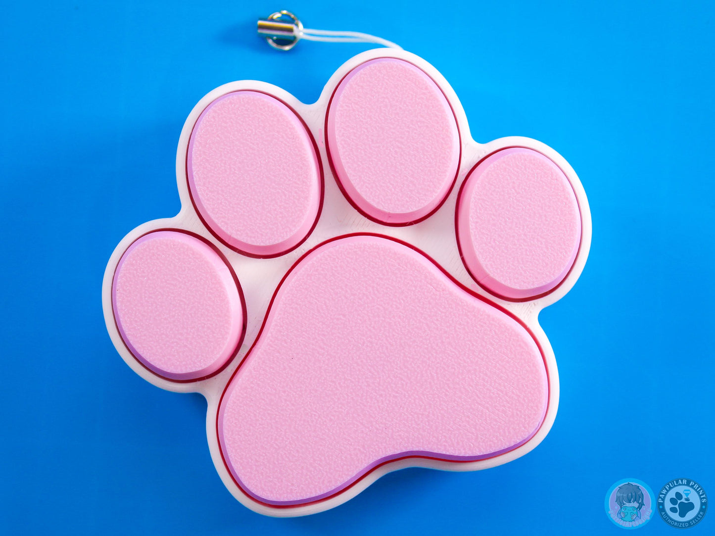Large Blue Cat Paw Print Button Fidget