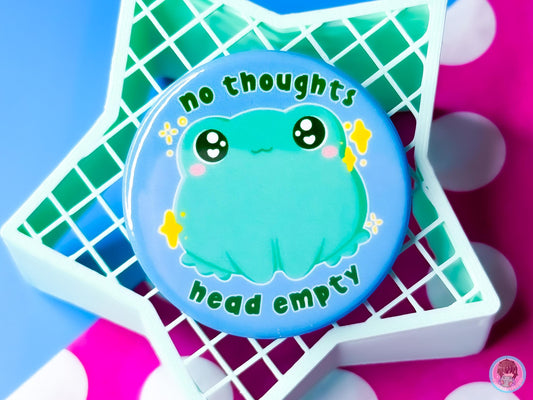 No Thoughts Head Empty Frog Badge