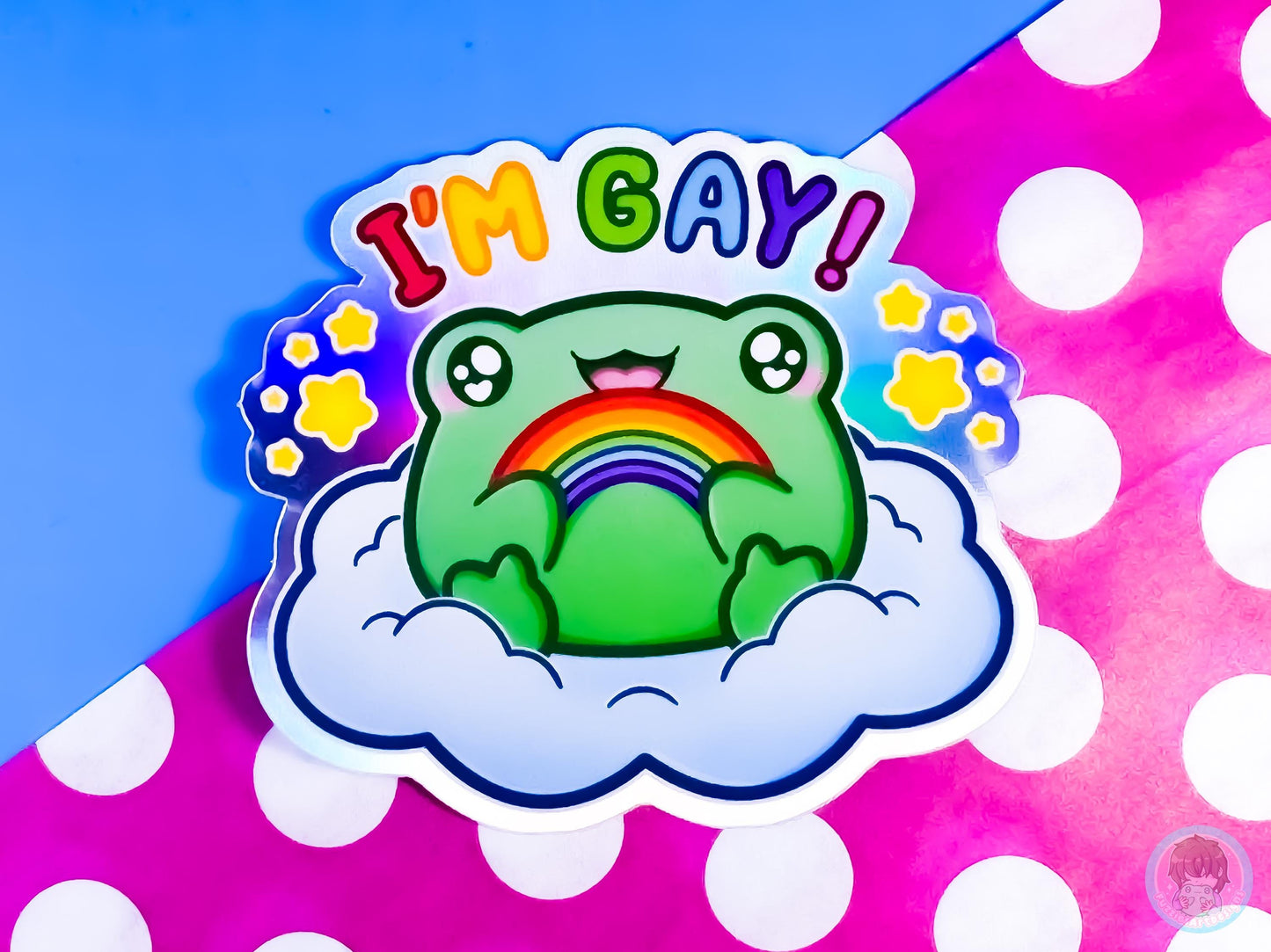 I'm Gay Rainbow Holographic Frog Sticker