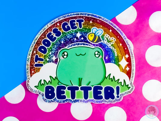 It Does Get Better Holographic Glitter Frog Sticker