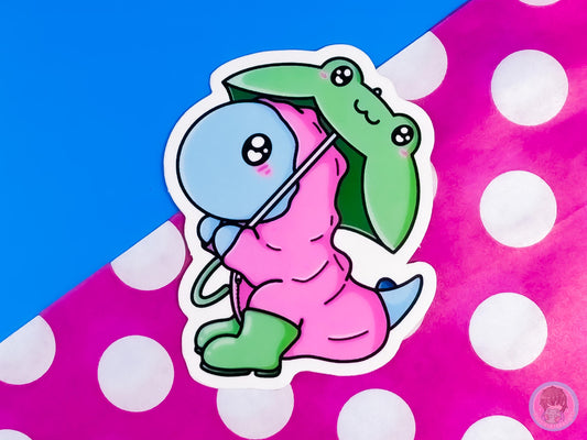 Rainy Day Umbrella Dino Sticker