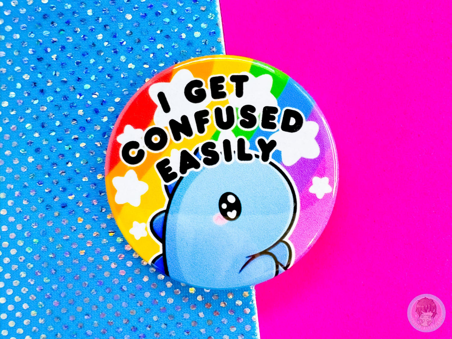 Confused Easily Pin Button Badge