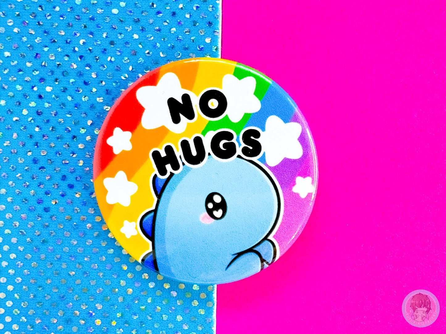 No Hugs Pin Button Badge