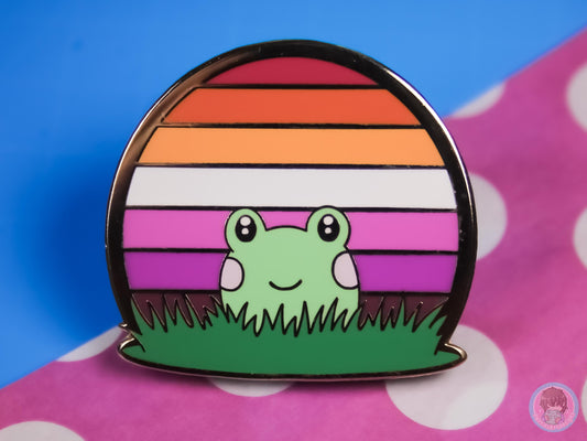 Lesbian Pride Frog Pin
