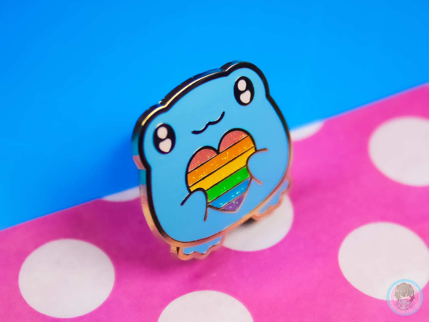 Glitter Rainbow Heart Frog