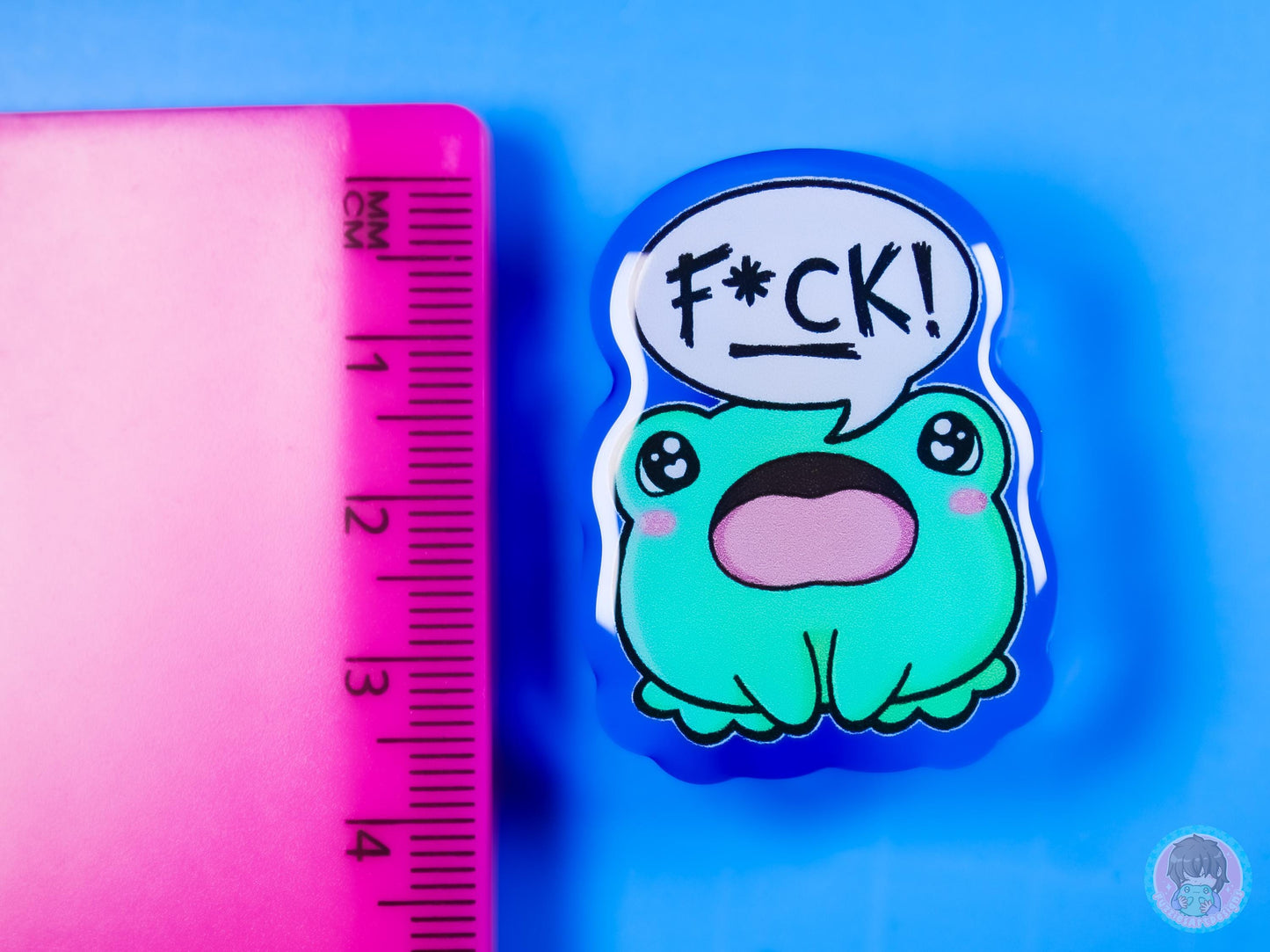 Swearing Frog Blue Acrylic Pin