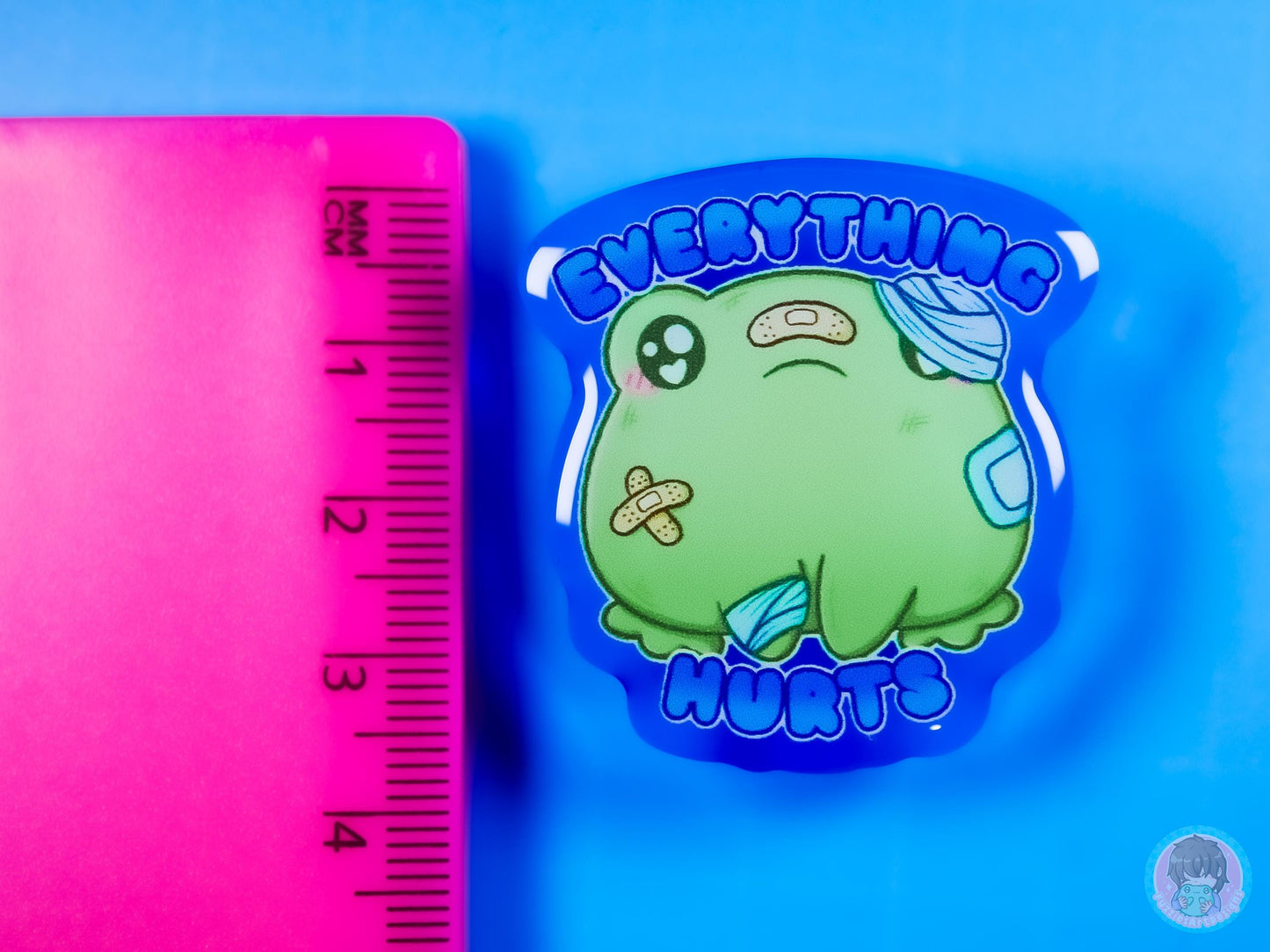 Everything Hurts Acrylic Frog Pin