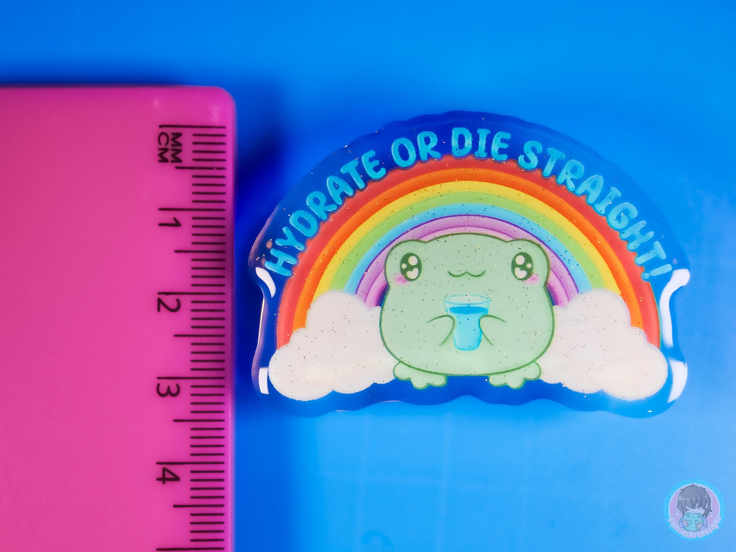 Hydrate Or die Straight Frog Glitter Acrylic Pin