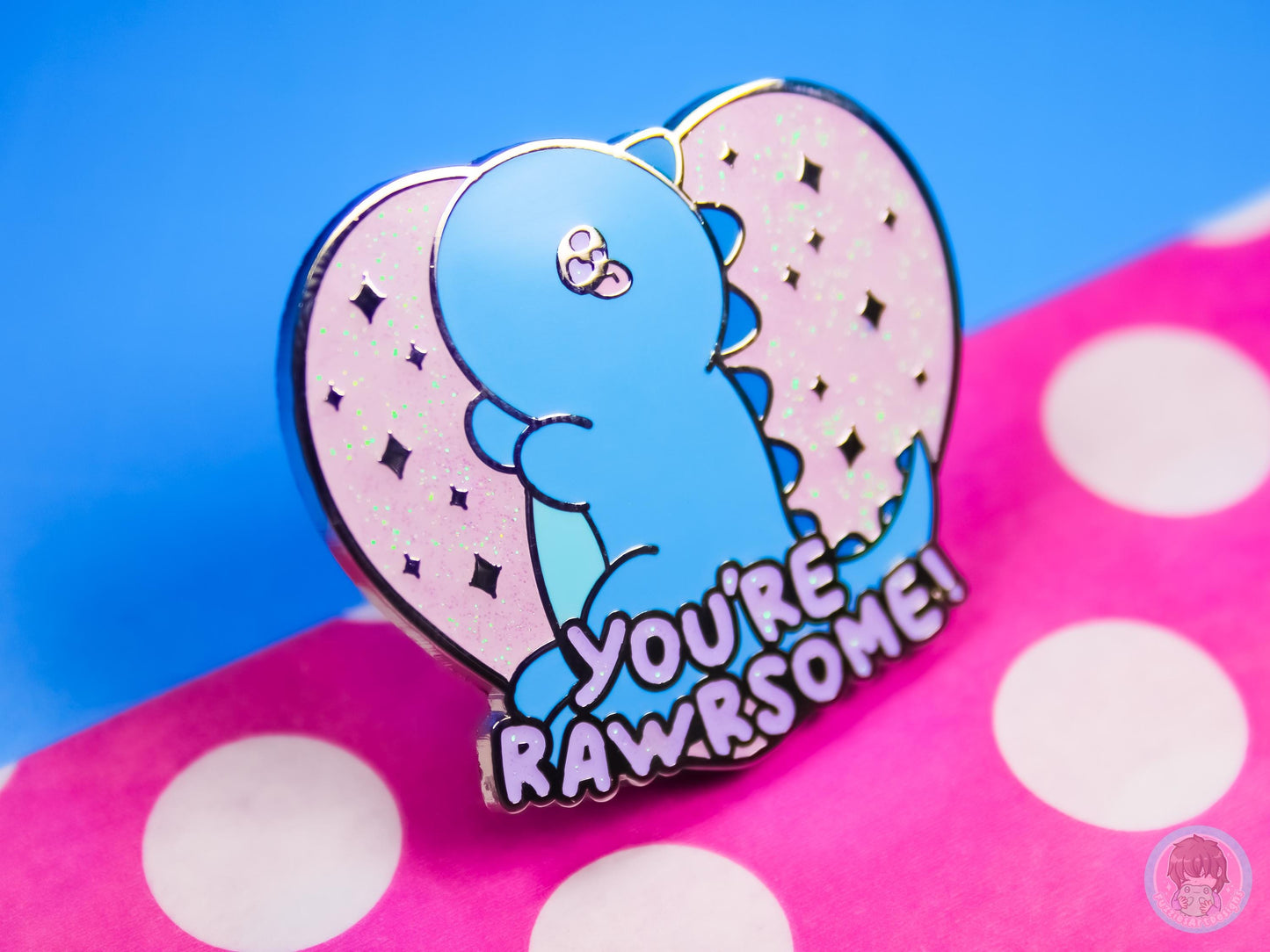 You're Rawrsome Dinosaur Glitter Pin
