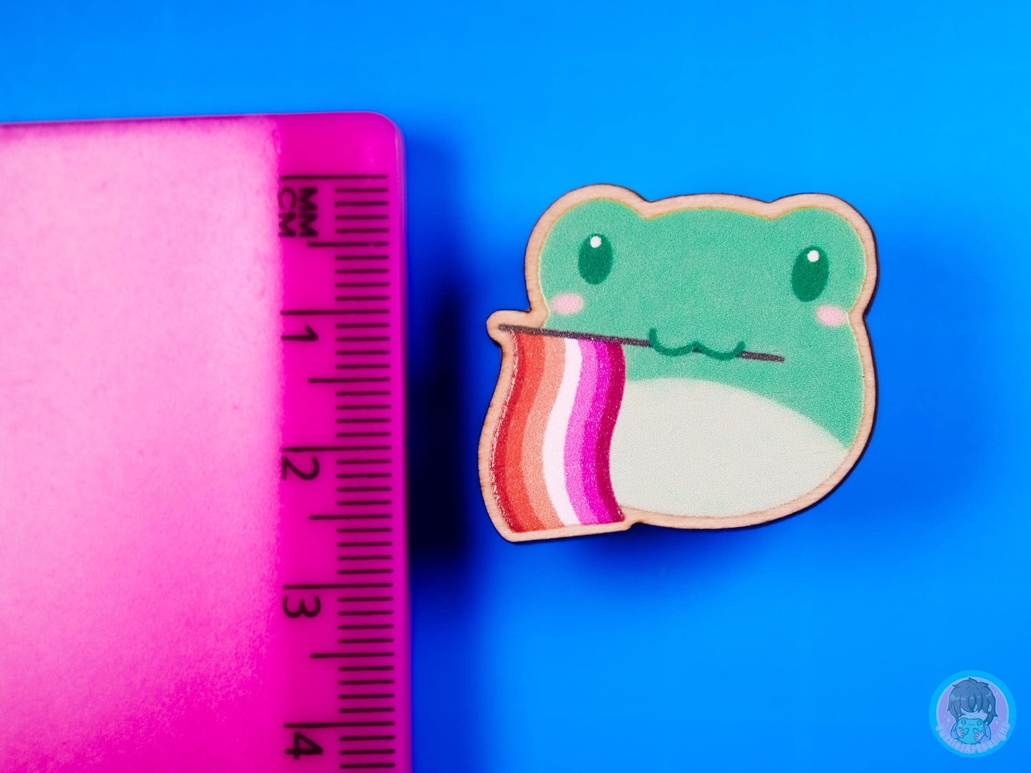 Lesbian Pride Frog, Wooden Pin