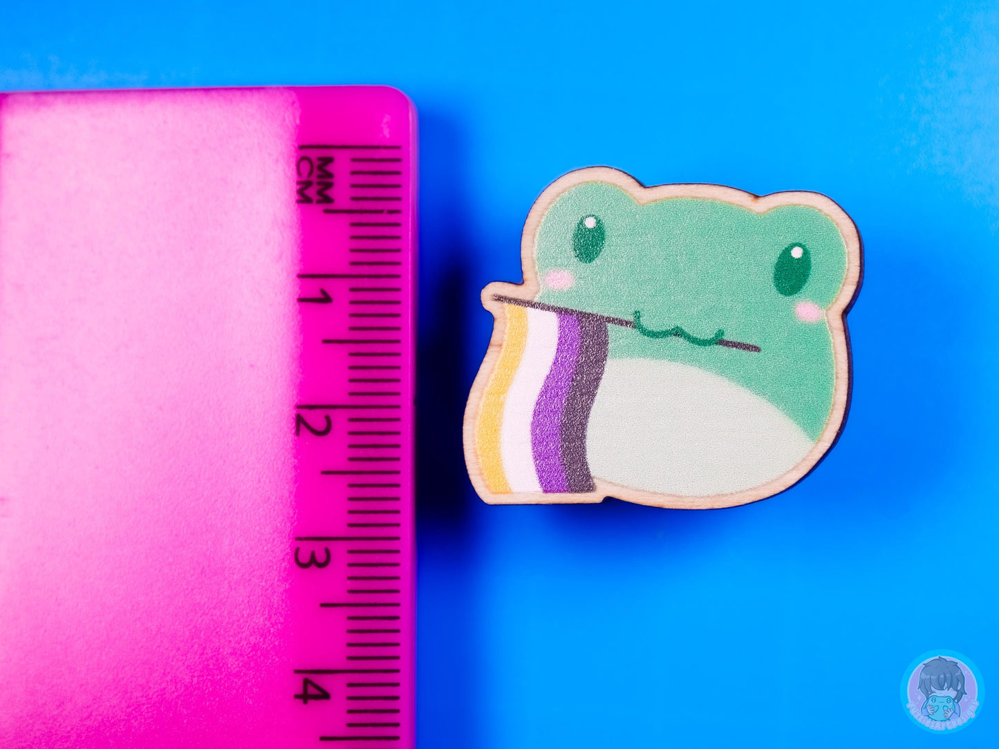 Nonbinary Pride Frog Wooden Pin