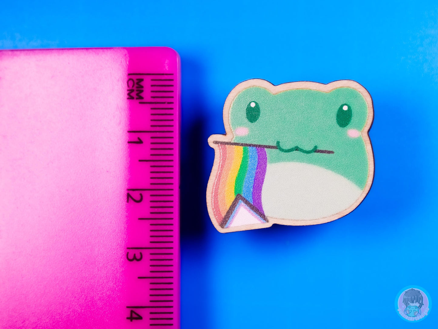 Progress Pride Frog, Wooden Pin