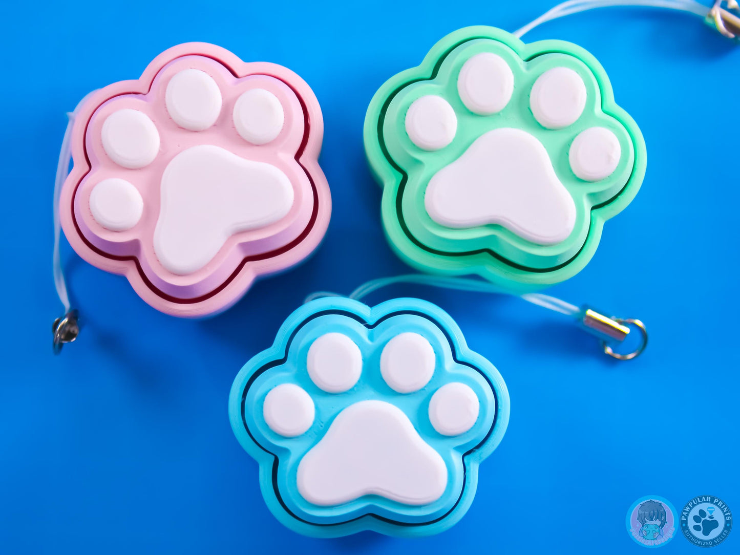 Blue Paw Print Button Fidget