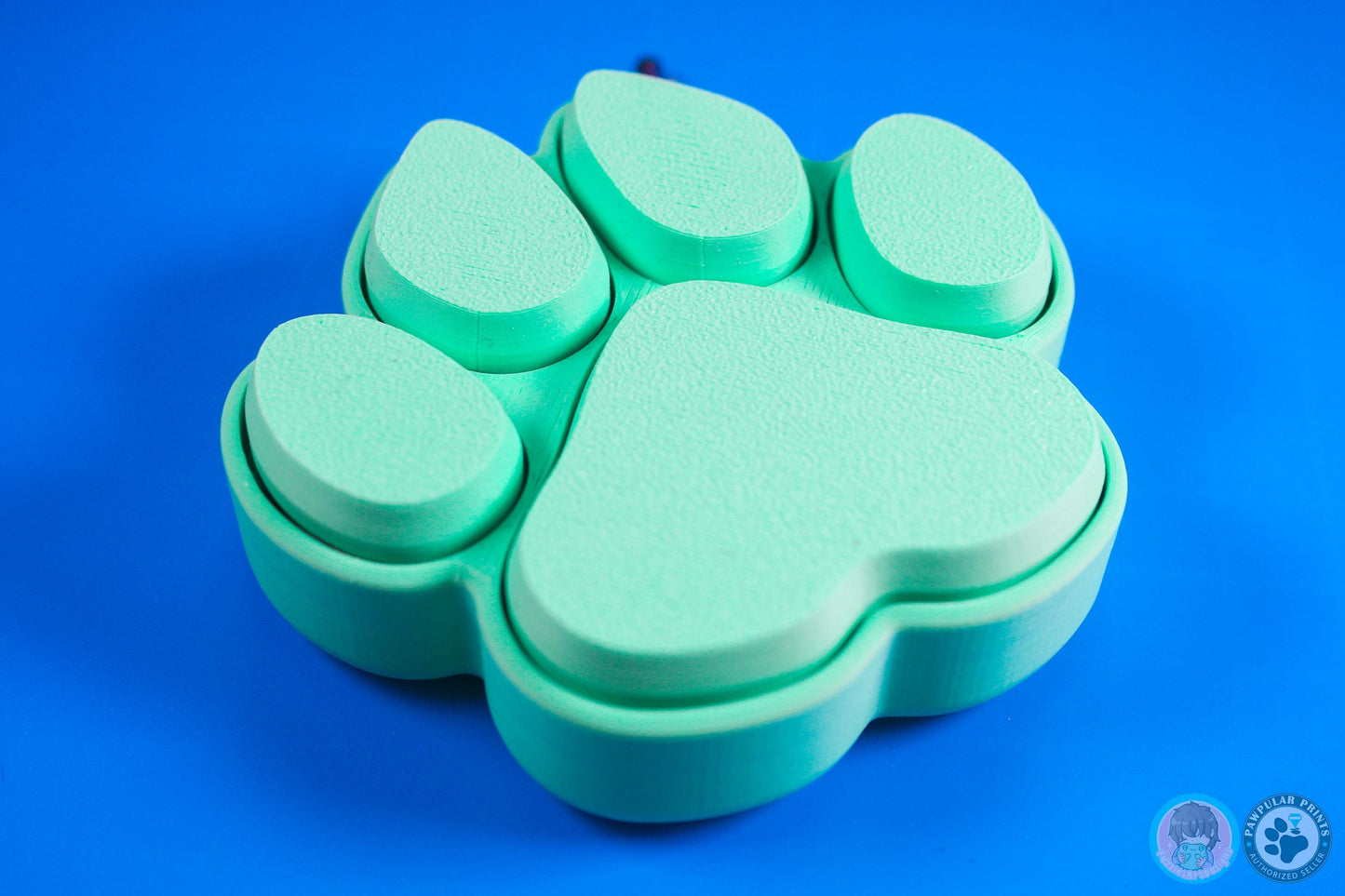 Green Wolf Paw Print Button Fidget