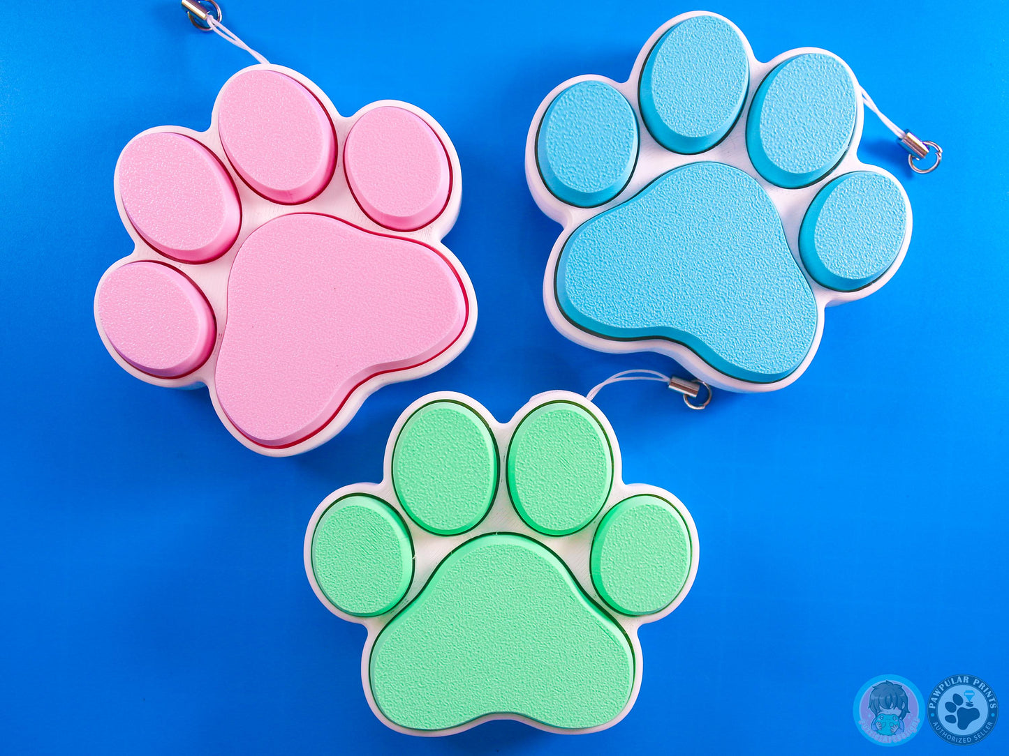 Large Blue Cat Paw Print Button Fidget