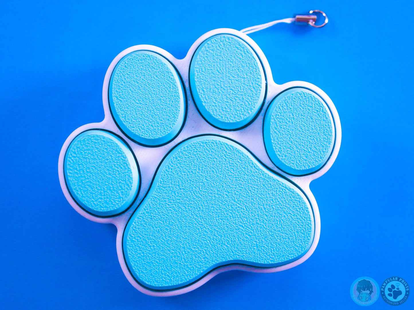 Large Blue Cat Paw Print Button Fidget