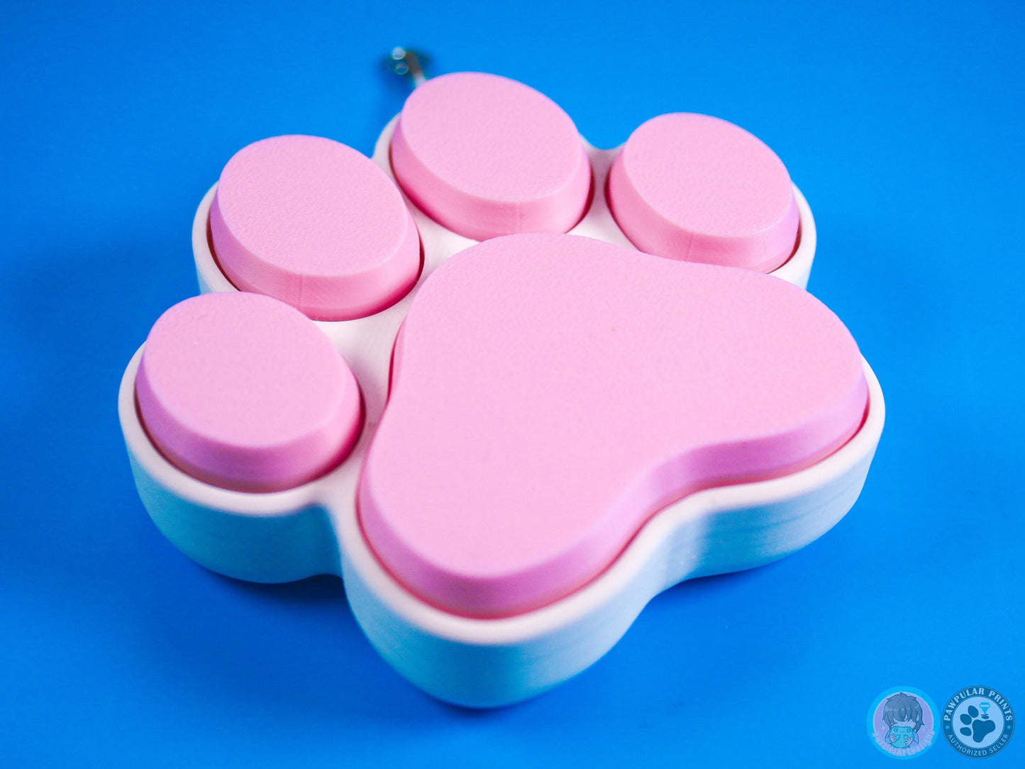 Large Pink Cat Paw Print Button Fidget
