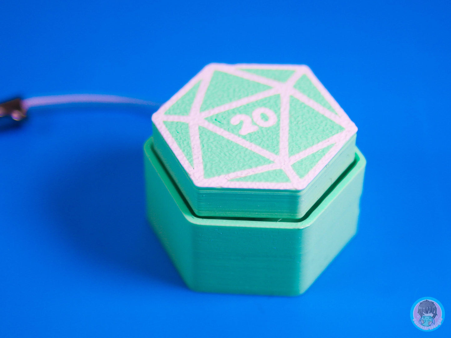 Green D20 Dice Button Fidget Clicker