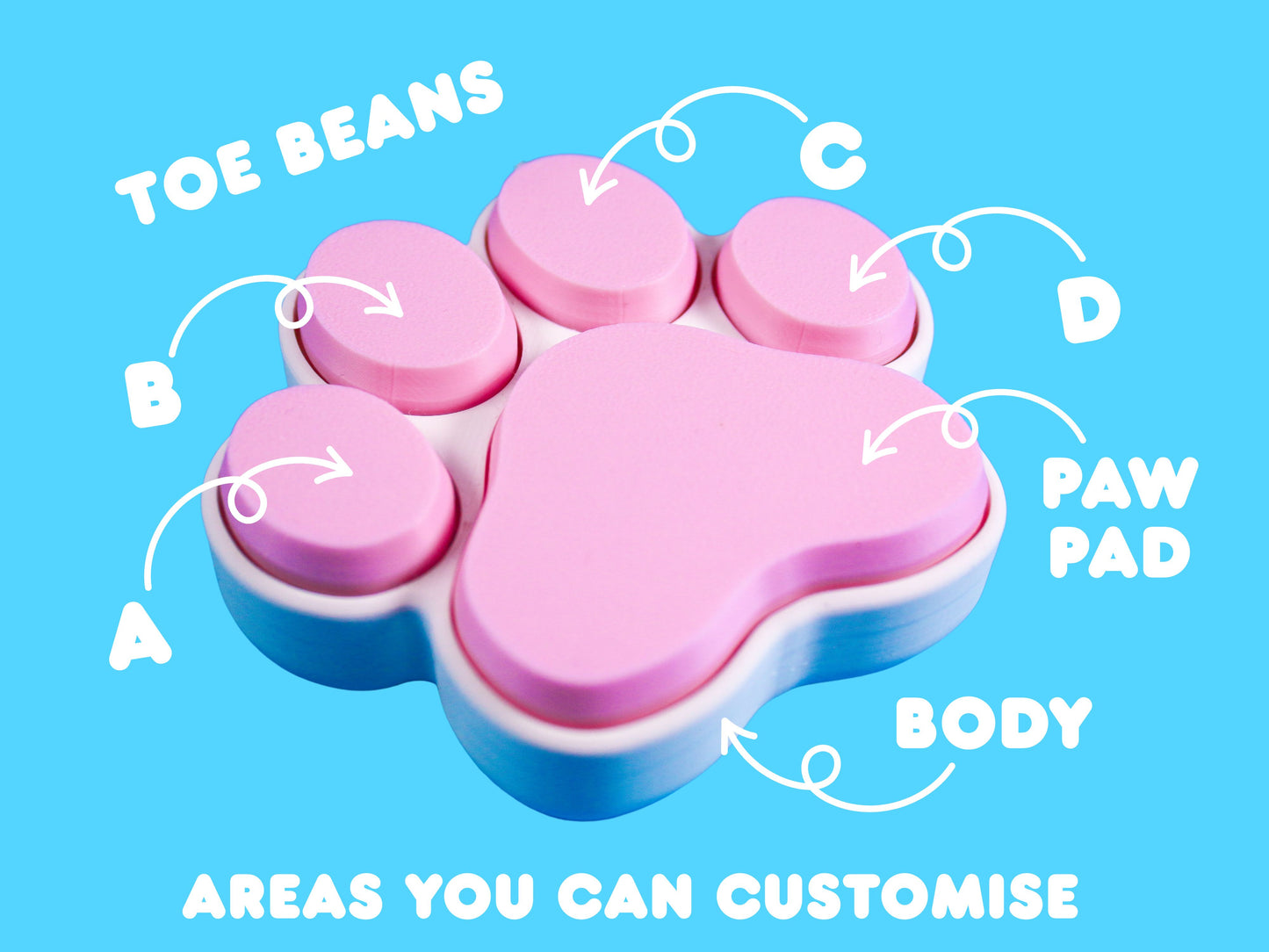 Custom Large Cat Paw Button Fidget