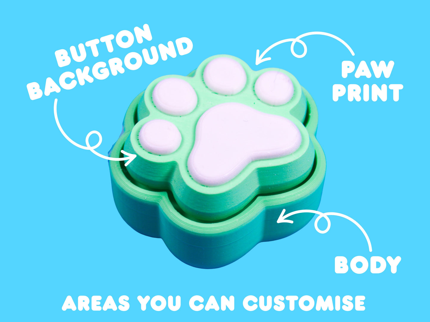 Custom Mini Paw Print Button Fidget