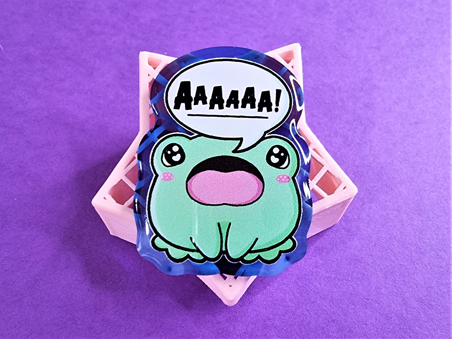 Screaming AAA Frog Acrylic Pin