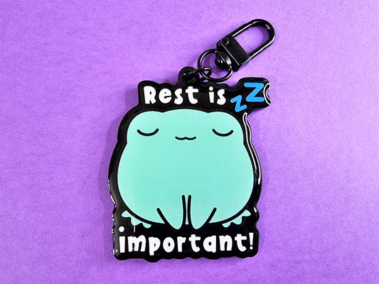 Rest Is Important Frog Black Acrylic Keyring