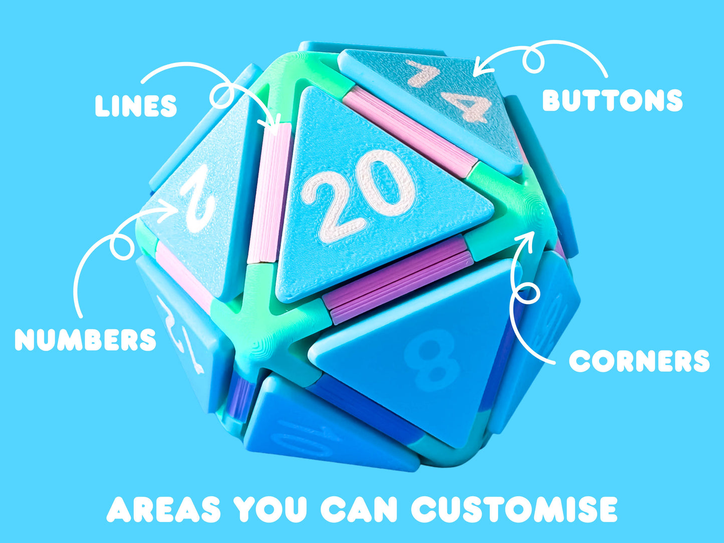 Custom Giant D20 Dice Button Fidget Clicker