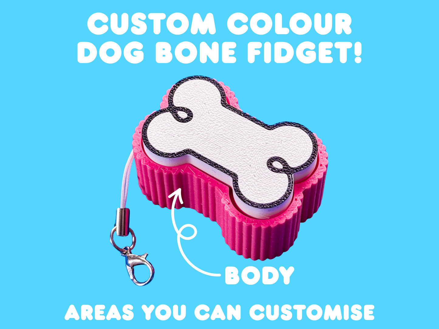 Custom Mini Dog Bone Button Fidget